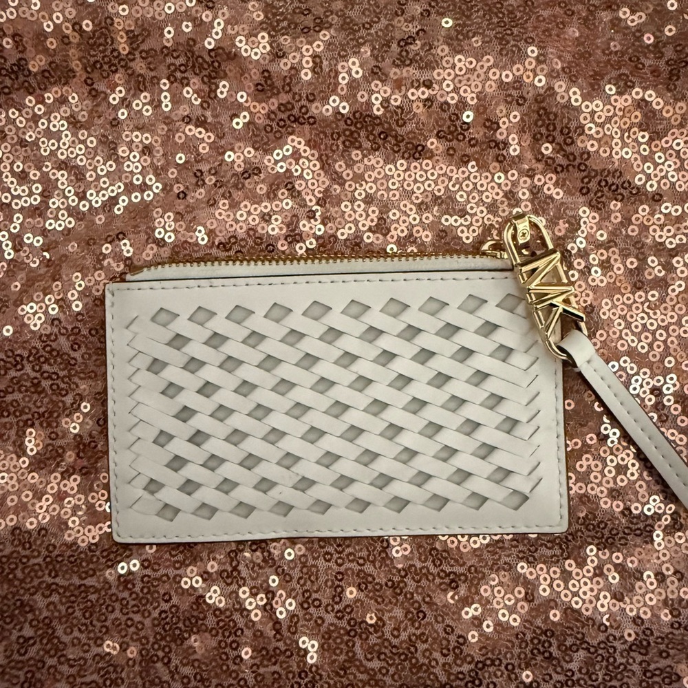 Michael Kors Empire Small Woven Leather Card Case